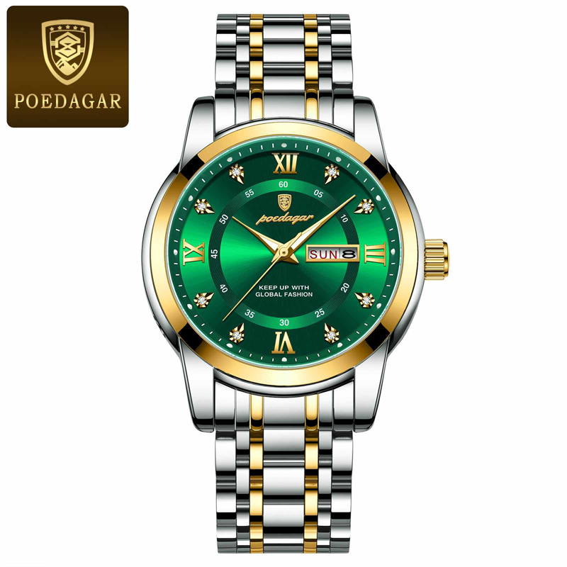 Poedagar PO936 Chronograph Calendar Wristwatch (Green)